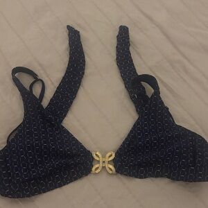 Trina Turk Navy and Gold Bikini Top